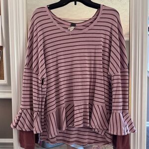 We The Free Striped Peplum Blouse